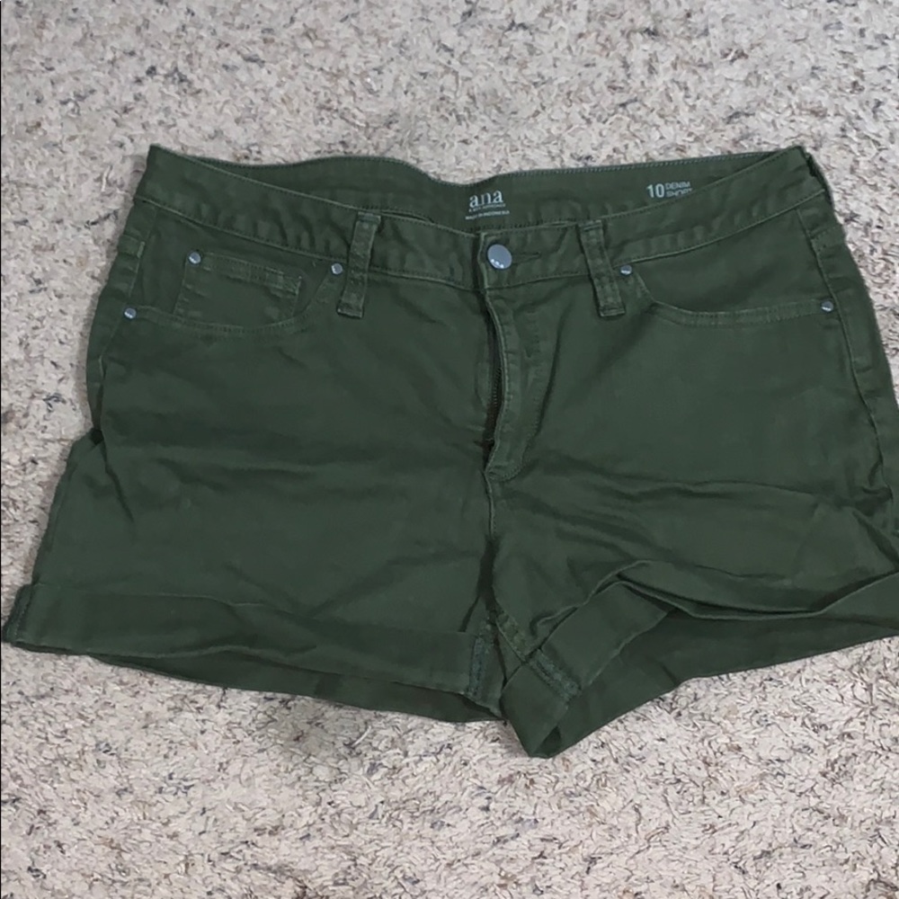 Olive Green Denim Shorts
